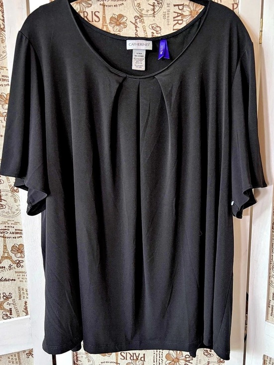 Catherines Tops - Catherines 1XWP 18/20 Petite Black Flutter Sleeve Blouse Top like new